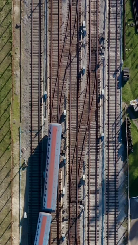 Train rails aerial top view from above Video stock 314547342