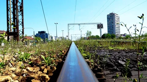 Train Rails in The City Stock Footage 88716192