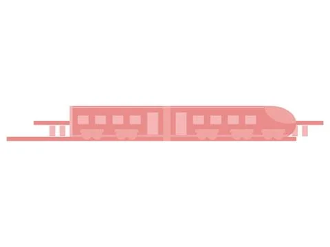 Train on rails in a flat style isolated on white background. Vector illustrat Stock Illustration