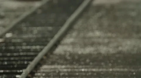 Train rails in rain Cinerails Camera Dolly System Stock-Footage 57390815