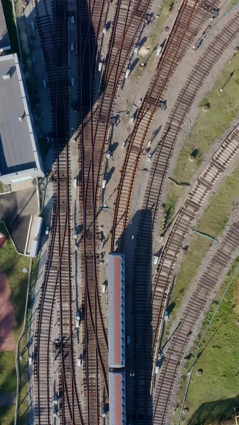 Train rails top view public transport subway metro Video stock 314547339
