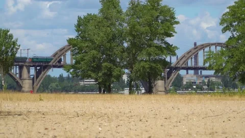 Train on railway bridge. Industrial concept 스톡 동영상 169361453