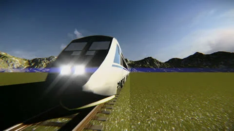 Train on the railway Stock Footage 24791678