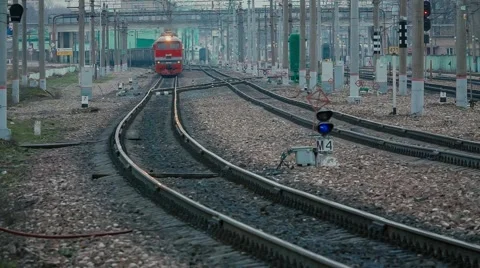 Train on the railway Stock Footage 62681772