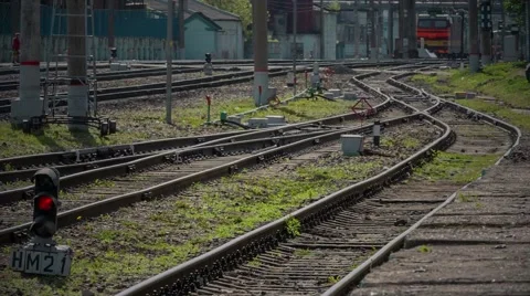 Train on the railway Stock Footage 62921573