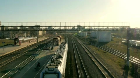 Train on the railway Stock Footage 68538435