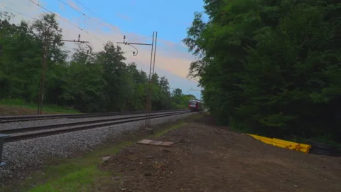 Train on railway Stock Footage 145820065