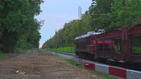 Train on railway Stock Footage 145820988