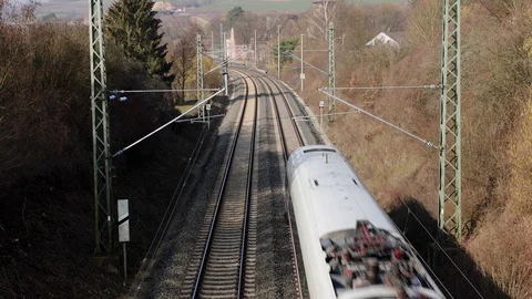 Train on a railway line Stock Footage 103801841