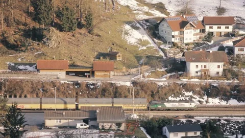 Train, railway in the mountains of Austria Stock Footage 106816075