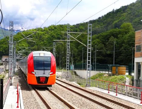 Train on the railway Stock Photos