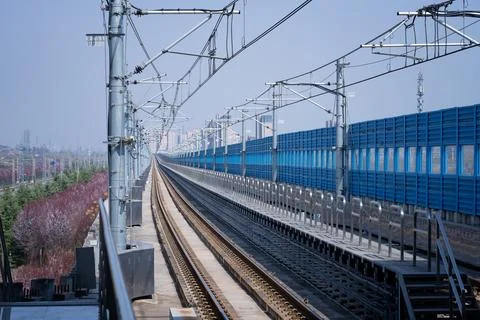 Train on railway Stock Photos