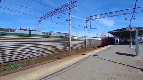 Train at the railway station 스톡 동영상 75668771