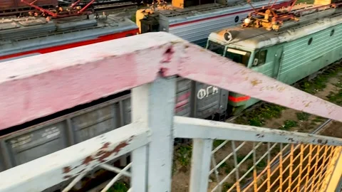 Train on the railway, sunset Video stock 144775437