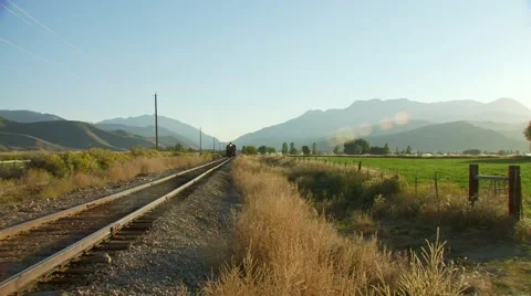 Train on railway track Video stock 55315276