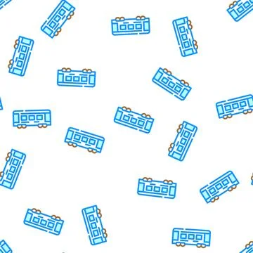 Train railway transport vector seamless pattern Stock Illustration