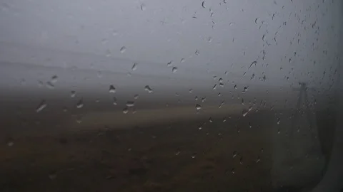 On a train in the rain, drops of water Stock Footage 114584211