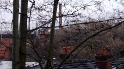 Train on red brick viaduct Stock Footage 21894711