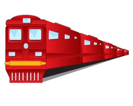 Train of the red colour on white background Stock Illustration
