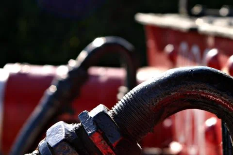 Train red pistons Stock Photos