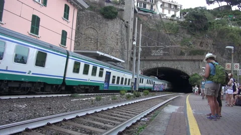 The train represents the best way to visit Riomaggiore. Stock Footage 67590478
