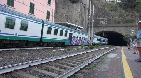 The train represents the best way to visit Riomaggiore. Stock Footage 67590785