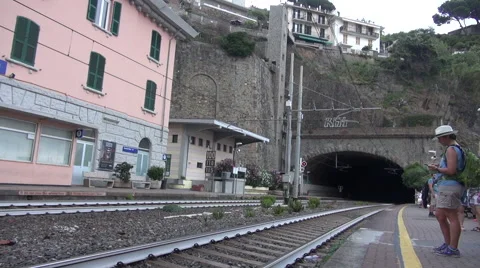 The train represents the best way to visit Riomaggiore. Stock Footage 67590851