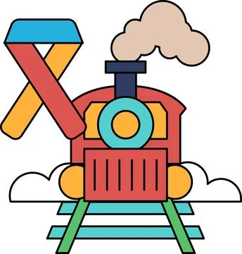 A train with a ribbon on it Stock Illustration