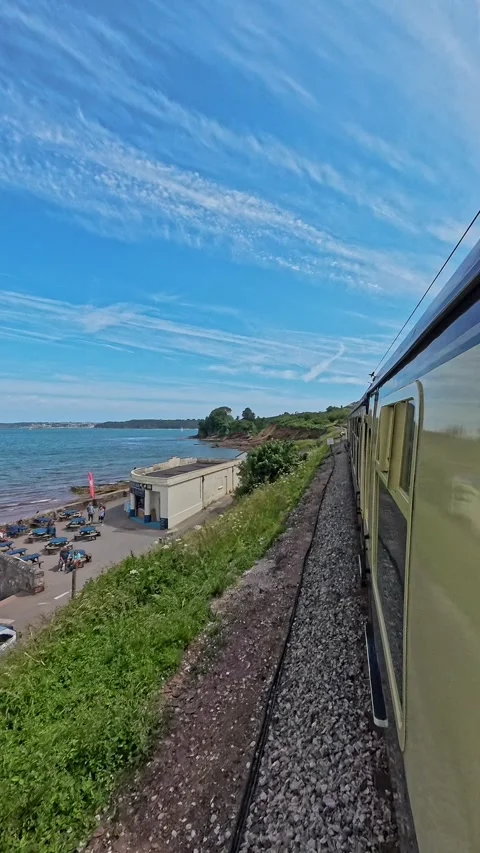 Train ride along the coast Video stock 281205520