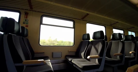 Train ride in europe inside, steady. Video stock 100894275