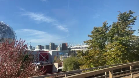 Train Ride Looking Out The Subway Window Of Downtown Vancouver, Canada Skyline Stock Footage 259929147