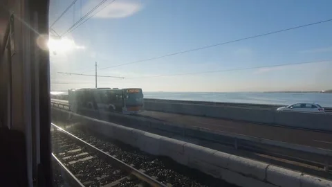 Train ride looking out the window Stock Footage 153601064