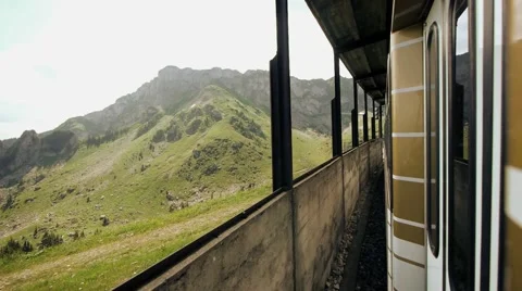 Train ride mountain landscape Stock-Footage 64539049