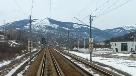Train ride from the mountains to the plains Stock Footage 45881611