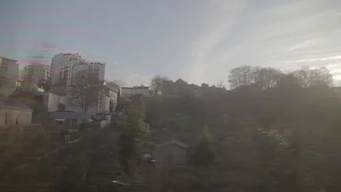 Train ride in the Paris suburbs Stock Footage 71533528