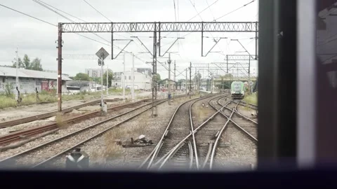 Train ride in Poland captured from the face of the wagon Stock Footage 244116038