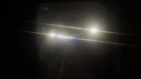 Train ride in the subway tunnel system Stock Footage 248131323