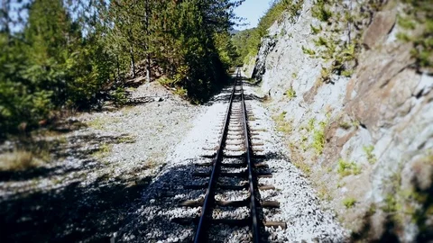 Train ride through beautiful nature and tunnel Stock Footage 87631190