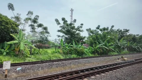 Train ride through landscapes on Java Island in Indonesia 스톡 동영상 336946784