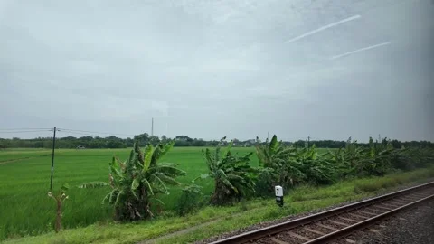 Train ride through landscapes on Java Island 스톡 동영상 336947036