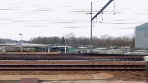 Train ride in the vicinity of Antwerp Stock Footage 169014925
