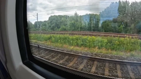 Train ride window view in the Netherlands Video stock 200785536
