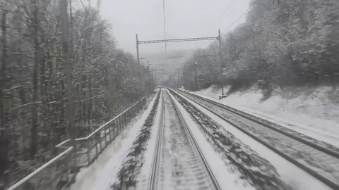 Train Ride in Winter Stock Footage 71947980