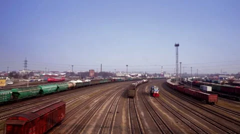 Train rides on rails Stock Footage 48467040