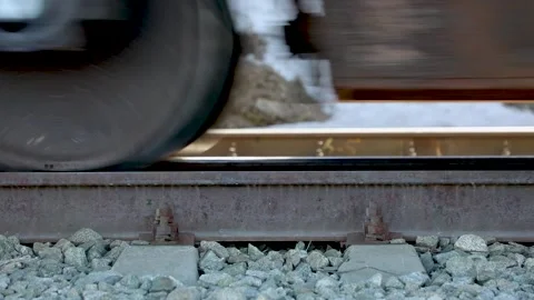 Train rides on rails in town Stock Footage 131180205