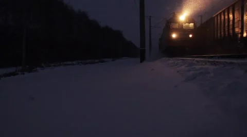 Train rides in the winter Stock Footage 58282440