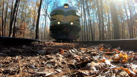 Train Rolling Over Camera Video stock 124759299