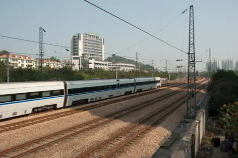 Train run on railway Stock Photos