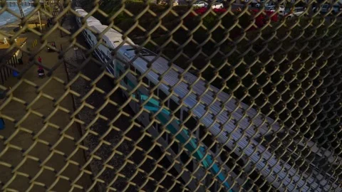 Train running up the coast Stock Footage 77609634