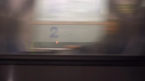 Train running  fast moving train station Stock Footage 111090582